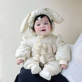 Baby clothes winter clothes thickened baby onesie outing clothes fleece-linedheattech cotton clothes outing khaki winter long crawl