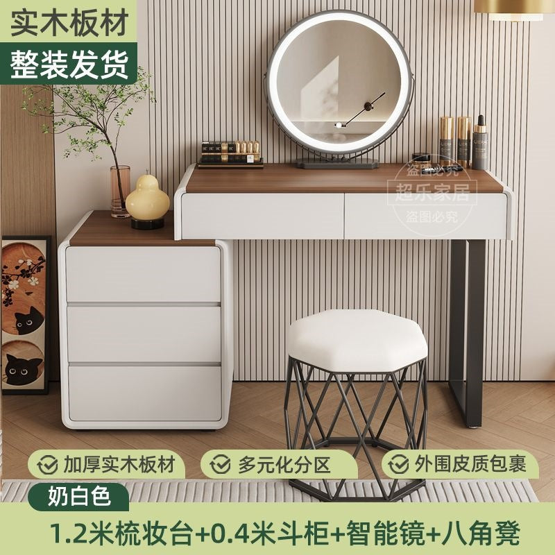 Vanity table bedroom casual walnut color chest of drawers vanity table all-in-one small makeup table retractable makeup table