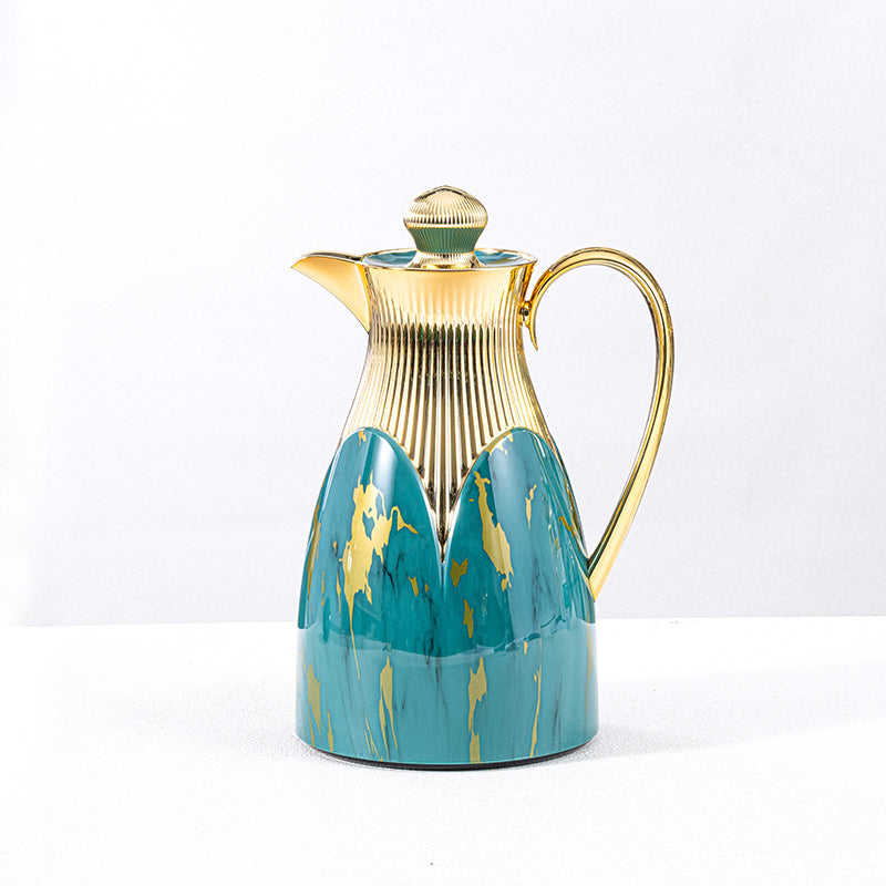Wholesale cross-border luxury insulated kettle: large capacity coffee pot for home and commercial use, insulated water kettle with logo, gold teapot