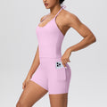 European and american new style strappy back tight sports shorts quick-dry yoga outfit set outdoor casual running fitness apparel