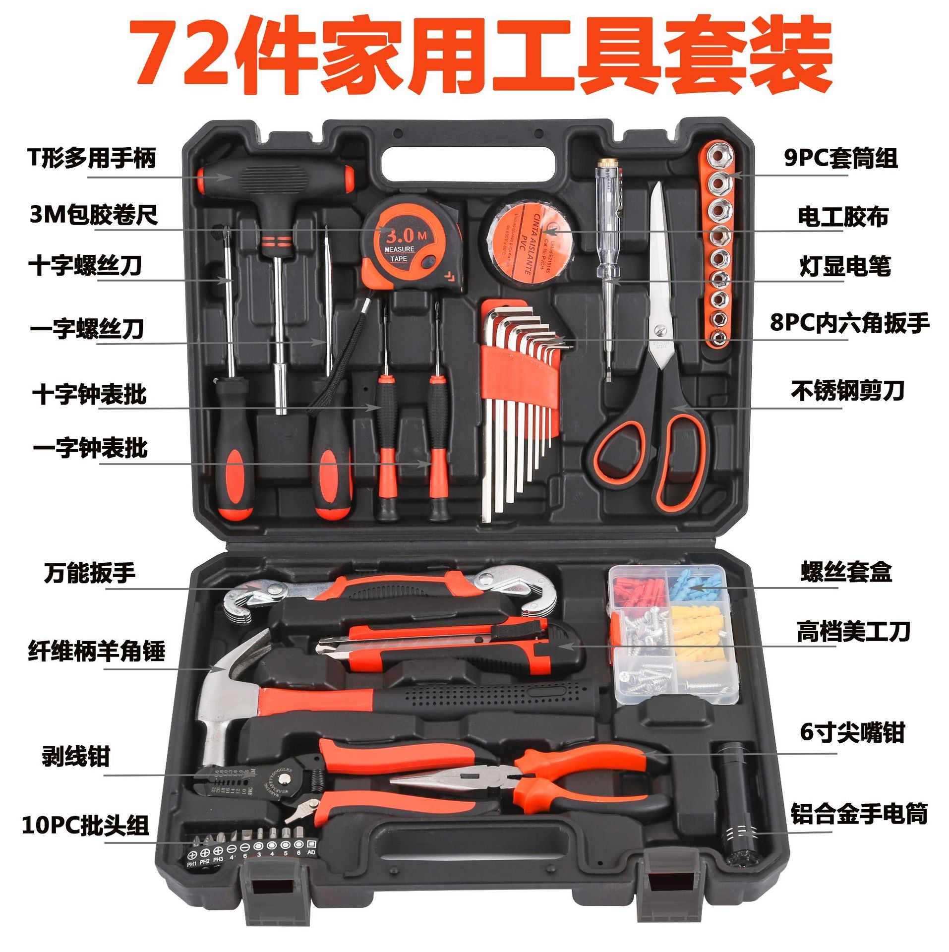 Household hardware tool set, family manual combination, maintenance set, real estate gift toolbox wholesale