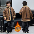 Baby boy winter casualoutwearnew arrivalchildren's stylefleece-linedthickenedboysjackettopstrendy