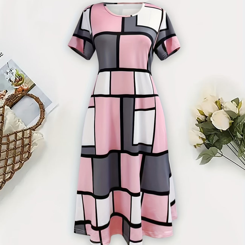 wholesale women's short-sleeved dresses, fashionable women's dresses for spring, summer, and autumn, new cross-border printed designs