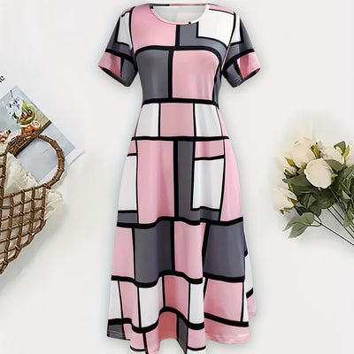 wholesale women's short-sleeved dresses, fashionable women's dresses for spring, summer, and autumn, new cross-border printed designs
