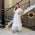 summer new arrival: white lace patchwork flowy elegant vintage lightweight maxi dress