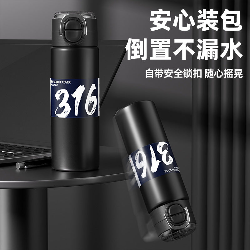 316 stainless steel vacuum insulated tumbler - large capacity, dual-drink, pop-up straw, portable water bottle for students (men & women)