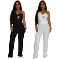 C7418 cross-border   fashion women's elegant slim-fit sleeveless top and pants two-piece set