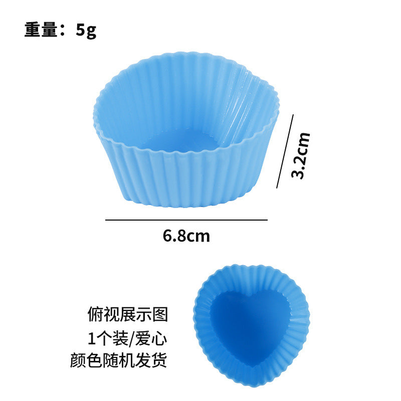 silicone muffin cups baking diy tools - round & heart-shaped cake cup molds - high-temperature resistant silicone cake cups