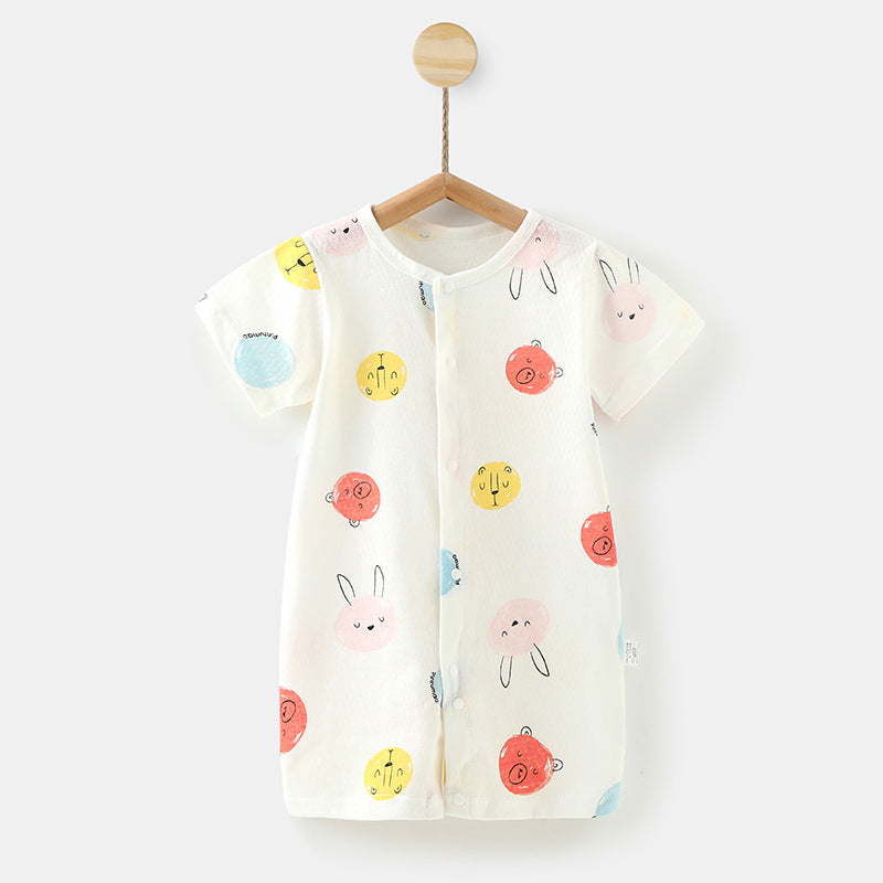 Baby pure cotton baby onesie short-sleeved kids romper summer crawler suit 0-2 years old newborn pajamas outwear suit