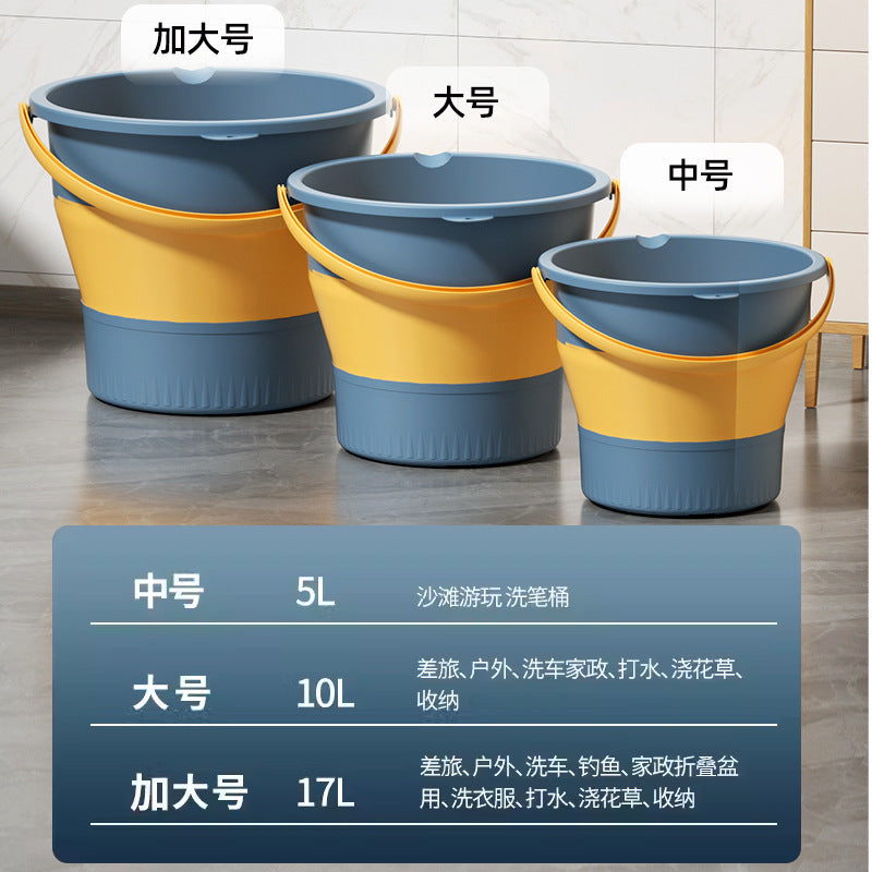 Collapsible water bucket - outdoor fishing bucket, available in small and large sizes, car travel, car wash bucket, portable thickened handheld plastic bucket for home use