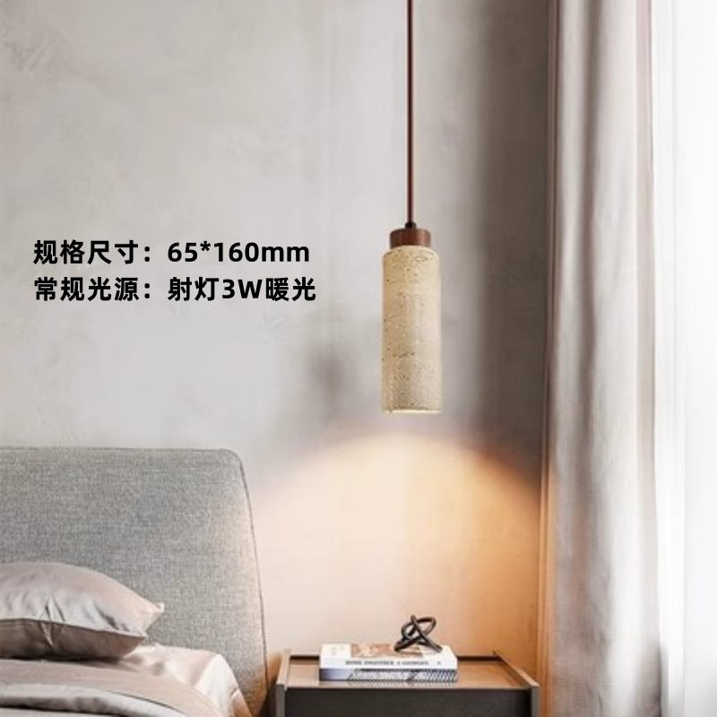 Wabi sand wind bedside small chandelier modern simple single head decoration creative personality atmosphere Zhongshan lamps yellow cave stone