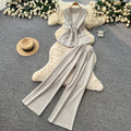 Lightly mature elegance style strappy eleganttwo-piece set women's summer age-reducing work clothing suit collar loose pantseasiest for matchsuit