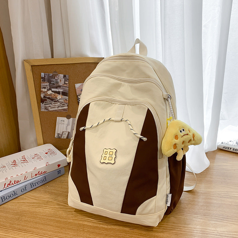 New plush charm backpack - cute japanese style, large capacity, lightweight school bag for middle school girls, plush double shoulder bag
