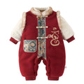 Winter toddler baby festive new year outfit - thickened onesie, warm fleece romper for chinese new year celebrations