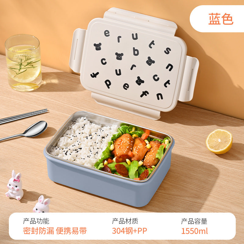 304 stainless steel lunch box, special for office workers for micro-wave furnace heating, food-grade bento box with lid, light lunch box