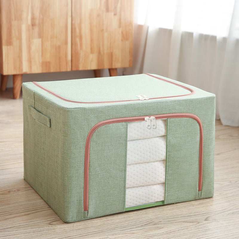 Cotton and linen folding storage box large capacity thickened steel frame thickened household clothes finishing box wardrobe special Baina box