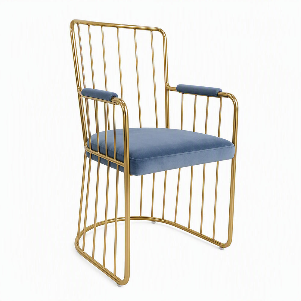 Velvet dining chair -  solid wood dining chair with armrests - light luxury, high-end backrest chair