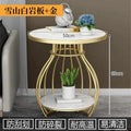 Rock slab small coffee table for home small apartment side table living room balcony round tea table double-layer storage beauty salon small table