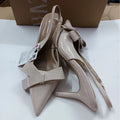 Za2024 summer new bowknot decorated back strap casual versatile pointed toe stiletto high heel sandals for women