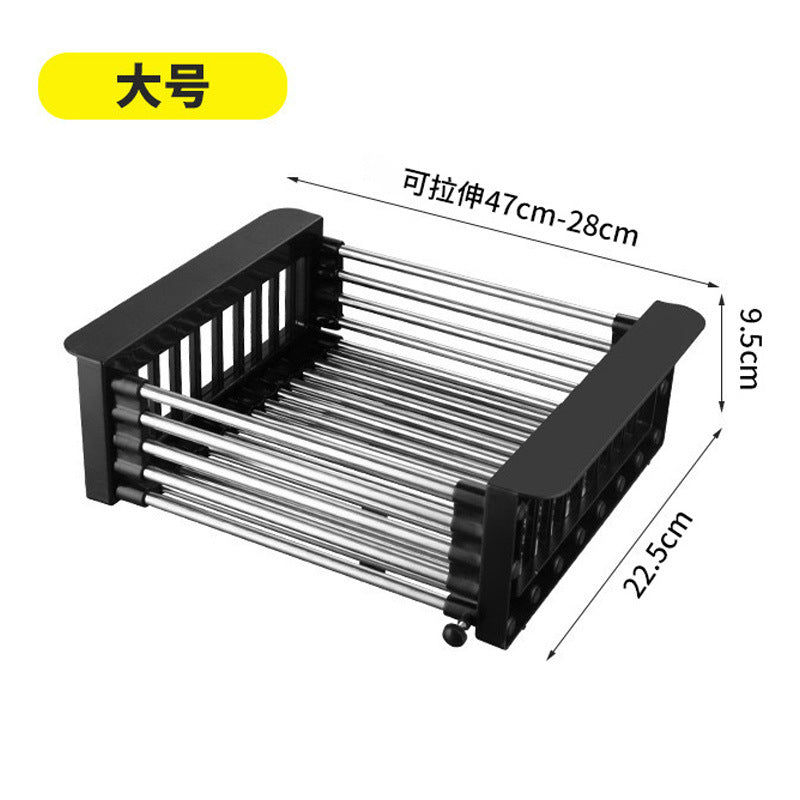Sink Drain Basket Retractable Vegetable Basin Kitchen Washing Water Vegetable Filter Basket Household Dish Rack Dish Storage Rack
