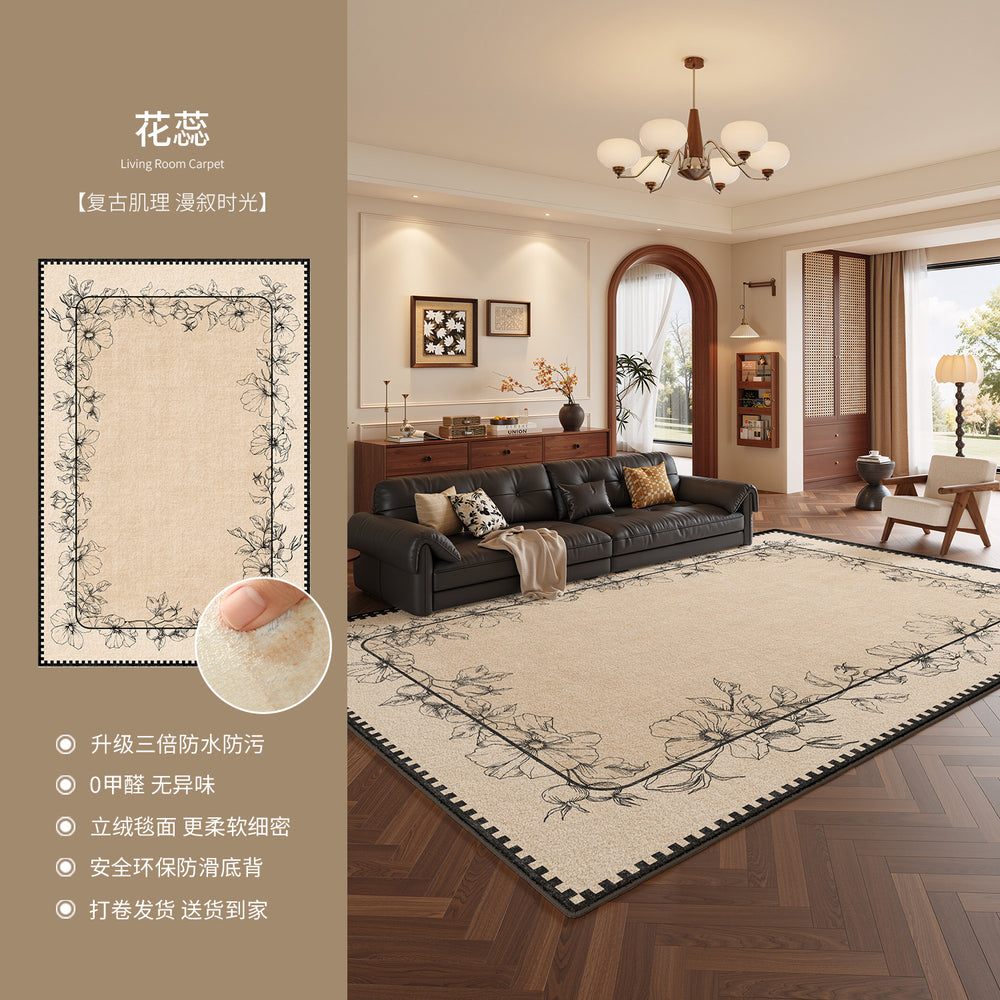 Carpet living room retro medieval style 2026 new style no-wash, wipeable, waterproof and anti-fouling classy sofa bedroom floor mat