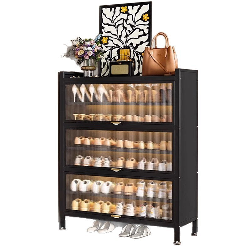 Household steel shoe cabinet, entrance door, large-capacity storage shoe cabinet, floor-standing multi-layer dust-proof shoe rack, rental house