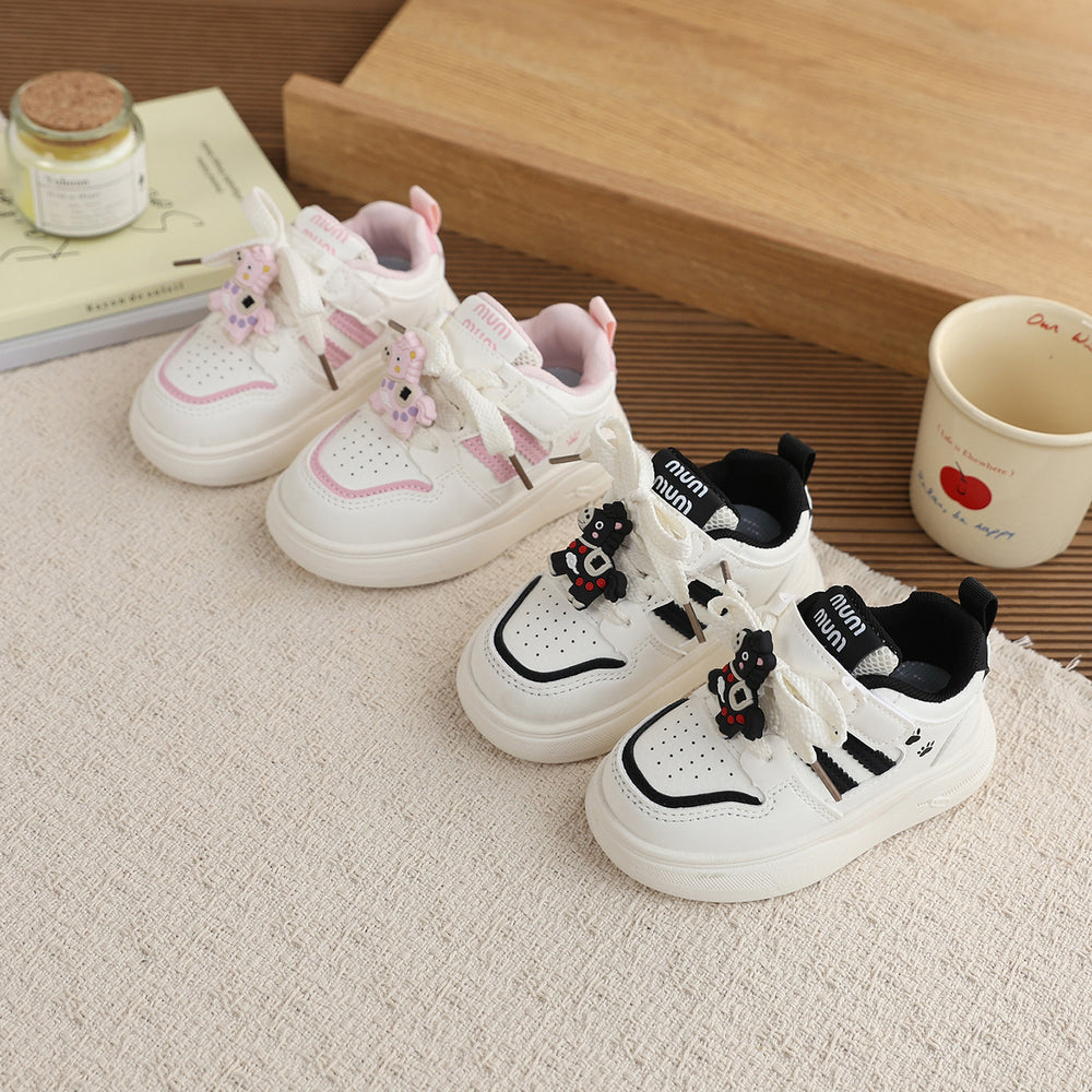 Girls' cartoon sneakers,  spring/autumn new collection, boys' lightweight athletic casual white shoes, baby first walking shoes