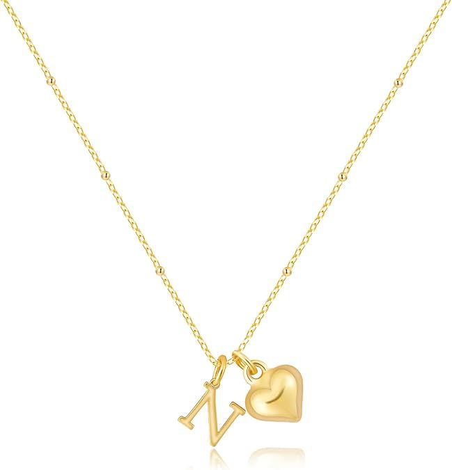 new fashion light luxury style 26 letter heart necklace, 14k gold plated minimalist versatile women's necklace