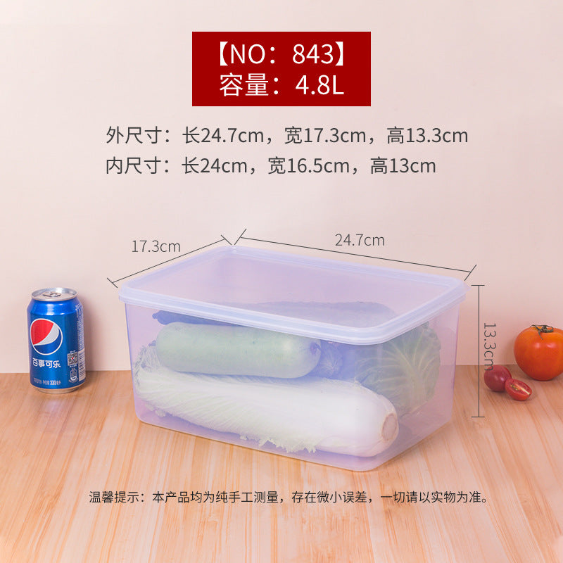 Rectangle transparent crisper food grade sealed box with lid refrigerator storage box kitchen plastic box lunch box wholesale