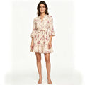 european and american new women's fashion printed three-quarter sleeve a-line pleated dress