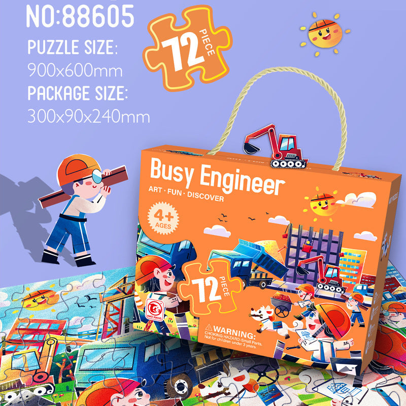 Cross-border children's 72 pieces flat puzzle paper puzzle gift box boys and girls early education intellectual toys kindergarten gifts