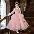 Girls' winter wedding dress, little girl's piano performance outfit, children's formal dress, fleece-lined thickened princess dress