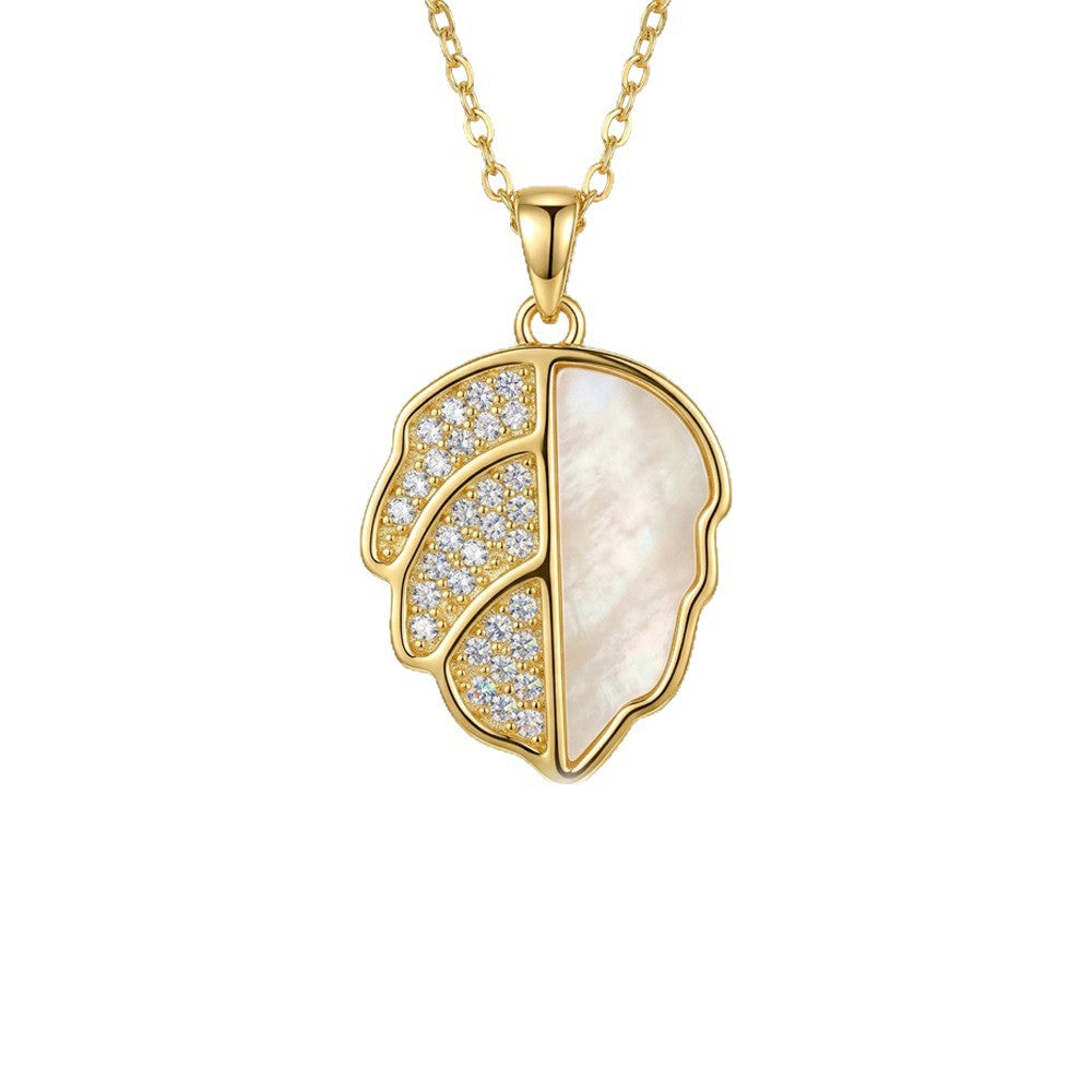 easiest for matchstylishbest selling micro-embedded white shell leaf necklace for women, simple fashionelegantpopular clavicle chain jewelry