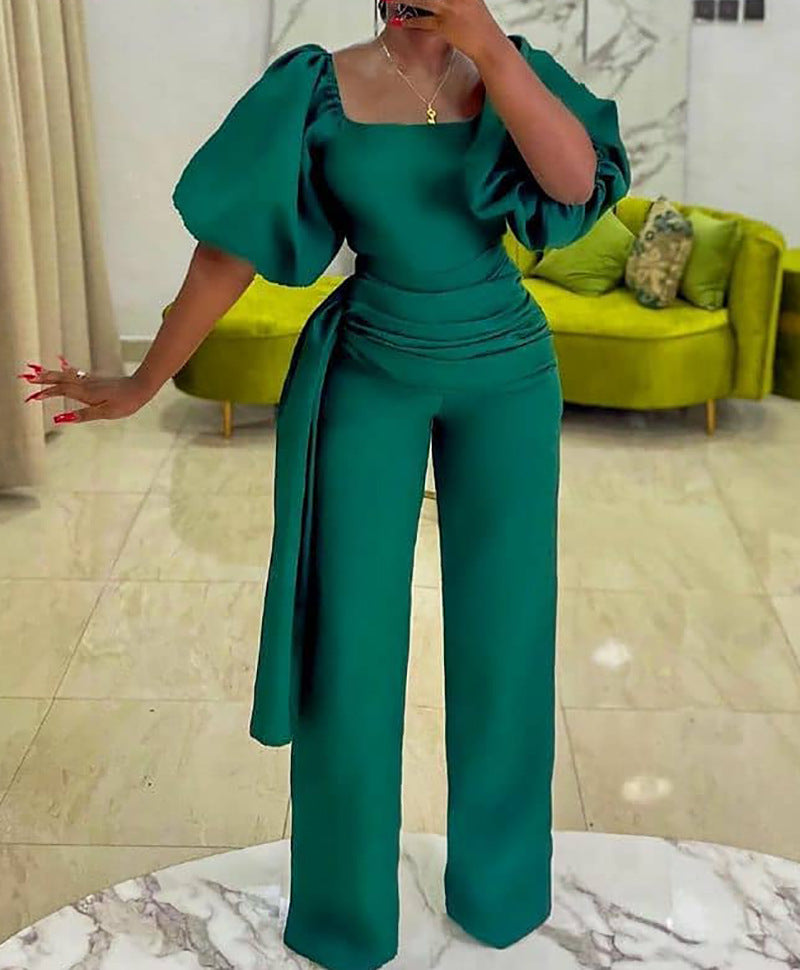 D128texport women's clothing   summer high waist elegant large size cross-border african european and american jumpsuits