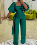 D128texport women's clothing   summer high waist elegant large size cross-border african european and american jumpsuits