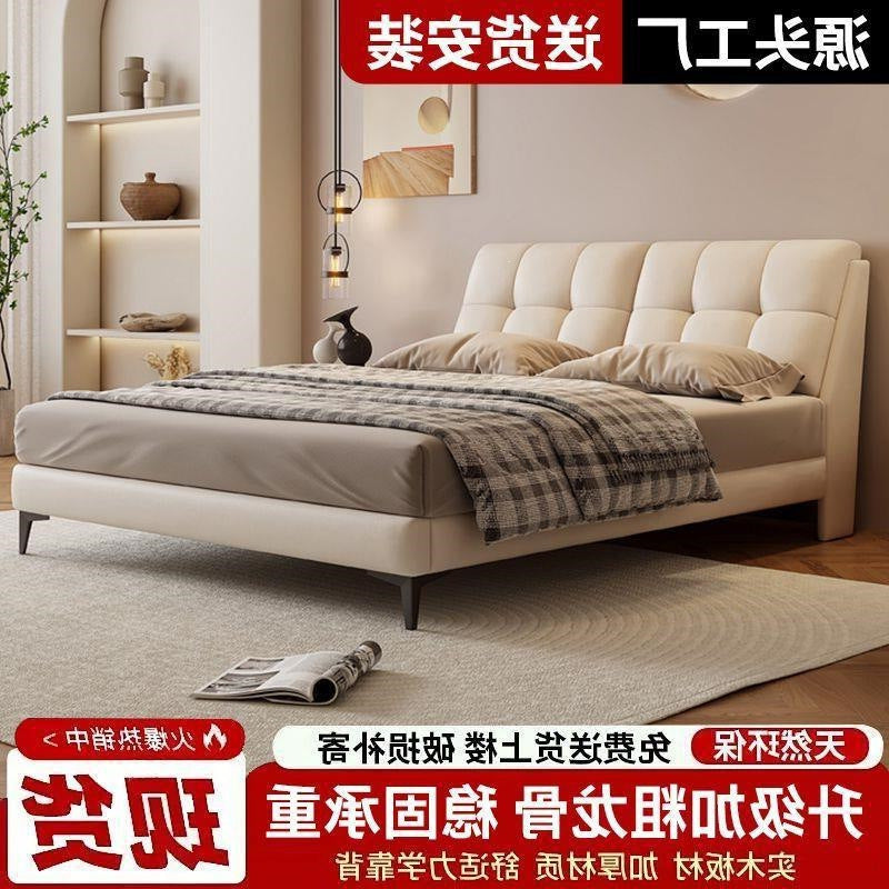 Solid wood bed double1.8x 2m master bedroom king bed modern casual small apartment 1.5m for home1.2m single bed frame