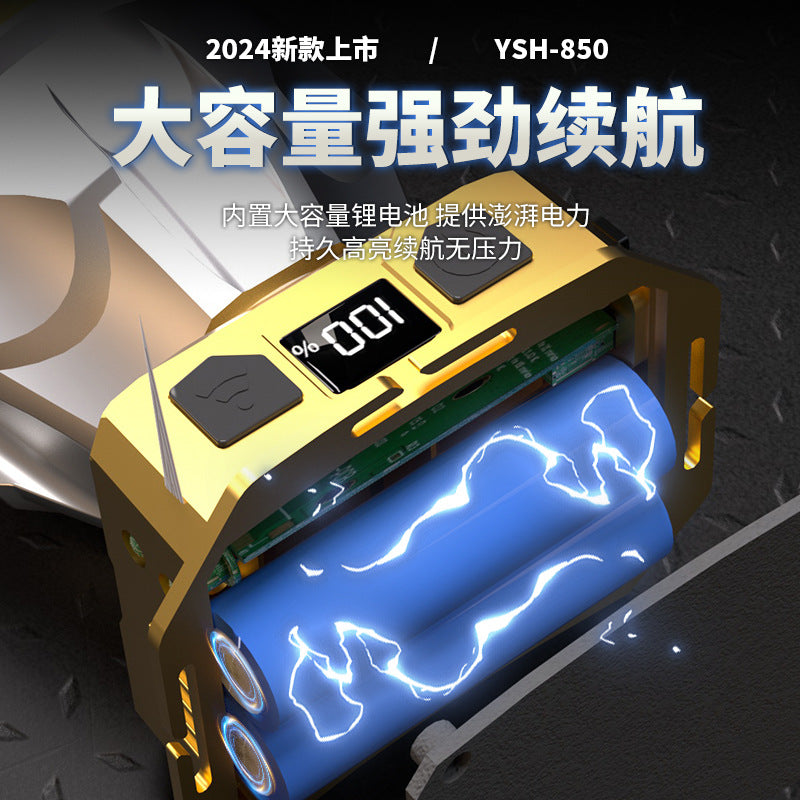 Cross-border induction headlamp Head-mounted large light cup Super bright long battery life flashlight Night fishing light Digital display lighting Miner lamp