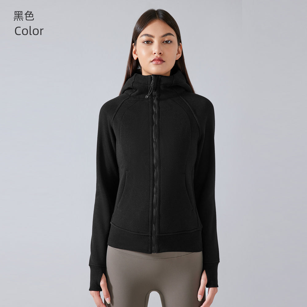 Sca new thickened warm hooded jacket women's outdoor fitness sweatshirt yoga jacket sports top dj028