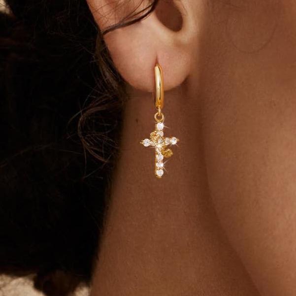 Amazon cross-border new product crown cross pendant earrings niche style design fashiontrendyeleganteasiest for match earrings