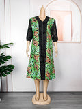 e-commerce   new zipper dress wax fabric with pockets african women's plus size skirt