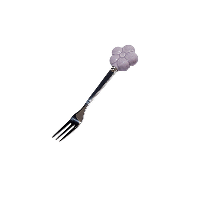 Creative sunflower stainless steel fruit fork desktop decoration ornament ceramic storage jar suit exquisite afternoon tea knife and fork