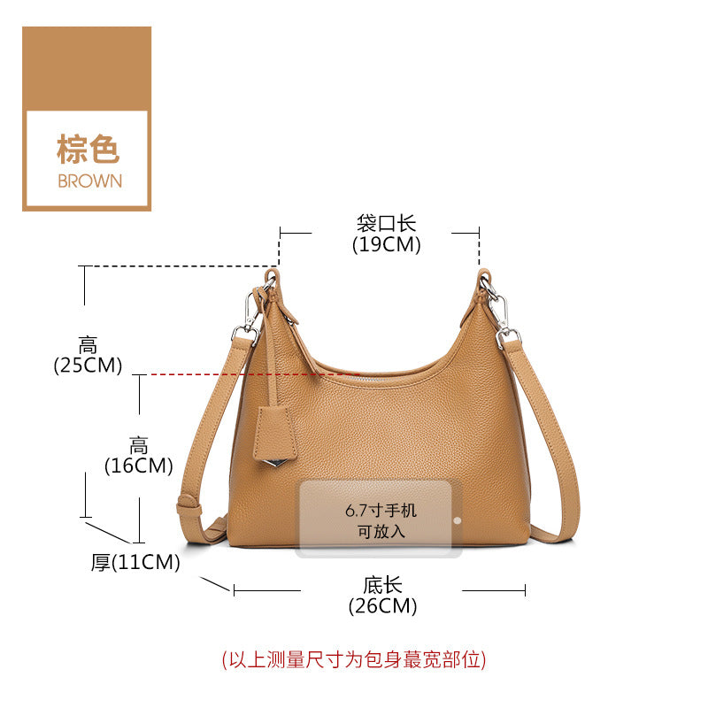 Genuine leather shoulder bag 2025 spring new niche design women's bag temperament advanced simple first layer cowhide messenger bag
