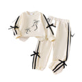 Children's clothing cross-border girlsuit apricot long-sleeved topspantssuit