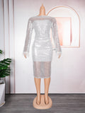 African plus size women's bodycon dress  - cross-border e-commerce, , , and independent store - sequined white dress