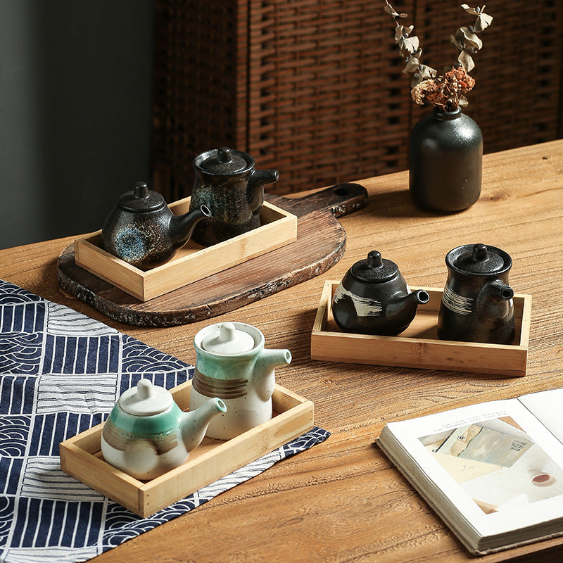 Vintage chic, high-style kitchenware: japanese ceramic soy sauce dispenser, vinegar dispenser, oil dispenser for home, restaurant, and hotel use