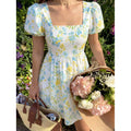 fashionsweetelegant floral casualelegance puff sleeve pastoral style printing holiday dress