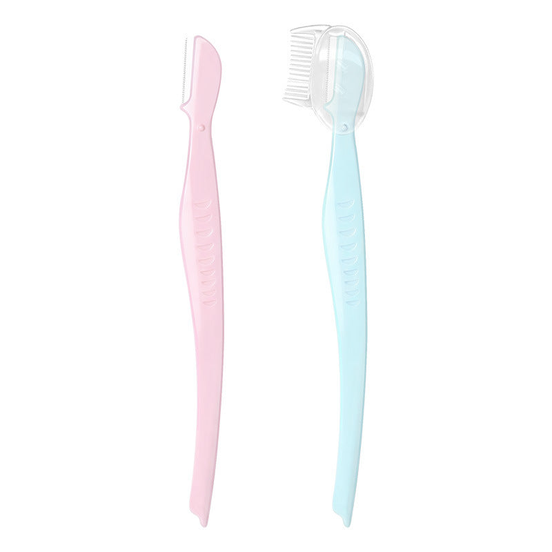 Rhino direct-handle micro precision eyebrow razor with built-in comb cover, women's eyebrow shaver, stainless steel blade, beauty tool wholesale