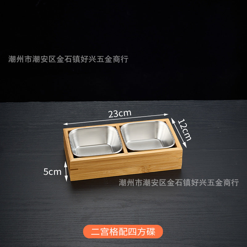 Creative nine-square grid tableware commercial hot pot restaurant barbecue restaurant beef vegetable platter bamboo tray divided grid dinner plate