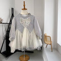 Girls' spring dress  new style: stylish princess dress for girls, baby mesh patchwork sweatshirt dress for spring and autumn