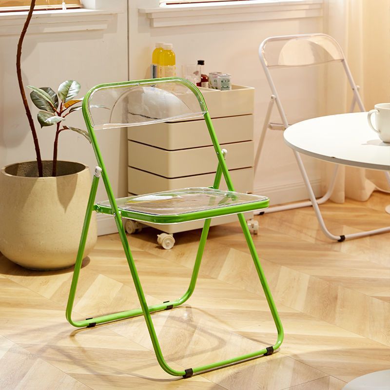 Casual foldable chair transparent crystal photo chair scandinavian acrylic fashion popular makeup stool backrest dining chair